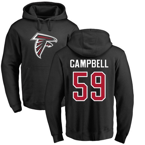 Atlanta Falcons Men Black De Vondre Campbell Name And Number Logo NFL Football #59 Pullover Hoodie Sweatshirts->nfl t-shirts->Sports Accessory